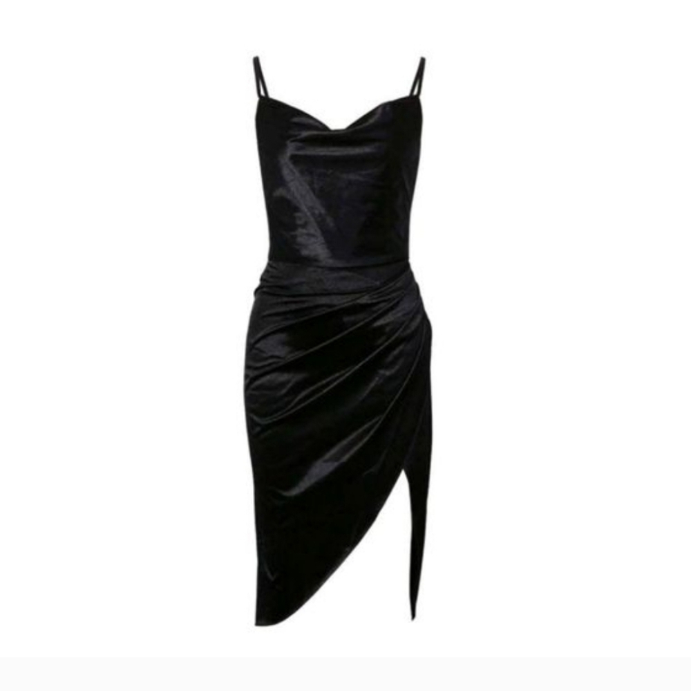 Micas Asymmetrical Black Dress